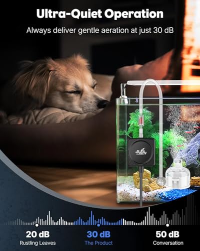 Pawfly Mini Aquarium Air Pump, Ultra Quiet 1.3W Oxygen Aerator for Nano Fish Tanks 1-15 Gallons, Compact Bubbler with Sponge Filter, Airline Tubing and Air Stone - size: Air Pump Set + Filter