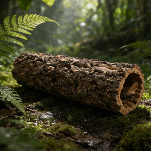 Hollow Tree Log Reptile Hideaway House Lizard Hiding Spot Shelter for Gecko Turtle Spider Hermit Crab Aquarium Decorative Cave Realistic Terrarium Decor 12x3 Inch - size: 30.00X8.00X8.00CM