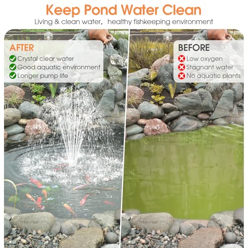 30W Solar Pond Filter with Water Pump Kit, Solar Pond Pump with 6.6FT PVC Tubing & 16.5FT Cord Pond Filter for Outdoor Garden Waterfalls, Koi Ponds & DIY Water Features - style: 30W-Solar Powered