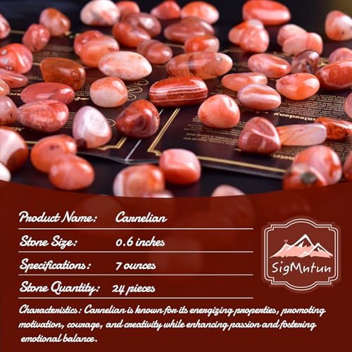 Carnelian Healing Crystal Stone Set - 24 Pieces, 0.6" Natural & Polished Stones for Healing, Meditation, Reiki, Chakra, Crafting & Decoration - color: Carnelian, size: 0.6"