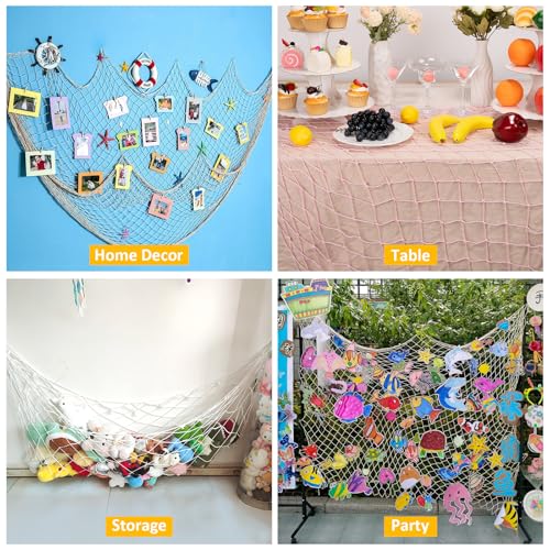 2 Pcs Fish Net Decorations, 39x78 Inch Cotton Nautical Themed Fishing Net, Wall Hanging Photo Display Fishnet for Coastal Bedroom Bathroom, Pirate Hawaiian Beach Under The Sea Party Decor, Light Pink - color: Light Pink