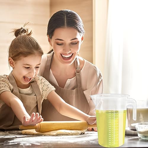 4 Pack 2 Liter Plastic Graduated Measuring and Mixing Pitcher, Aemygo Clear 1/2 Gallon Measuring Cups with Handle, Multipurpose Pouring Cup for Paint, Resin, Epoxy, Kitchen Cooking Baking Ingredients