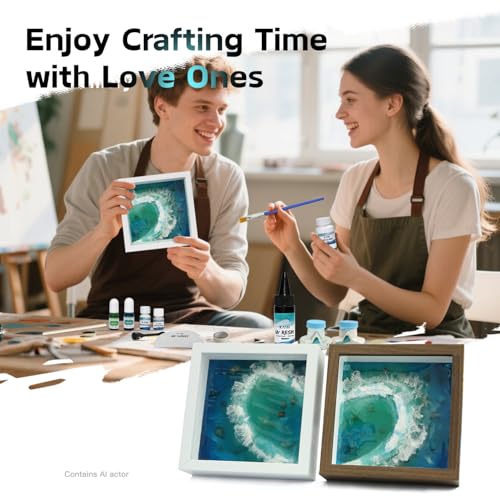 iLAND Crafts for Adults Zen Ocean Resin Art Kit, Creative Teen Crafts Resin Kit for Beginners, Crafting Hobbies for Women, DIY Sea Art Projects for Adults, Unique Beach Themed Gifts for Crafty Crafter - color: Premium White