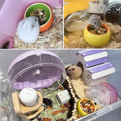 JSLZF Hamster Bowl Ceramic Rat Bowl Small Hamster Food Dish Prevent Knocking Over, Food Splashing and Chewing Feeding Dish for Gerbil Chinchilla Rat Ferret (3 PCS)