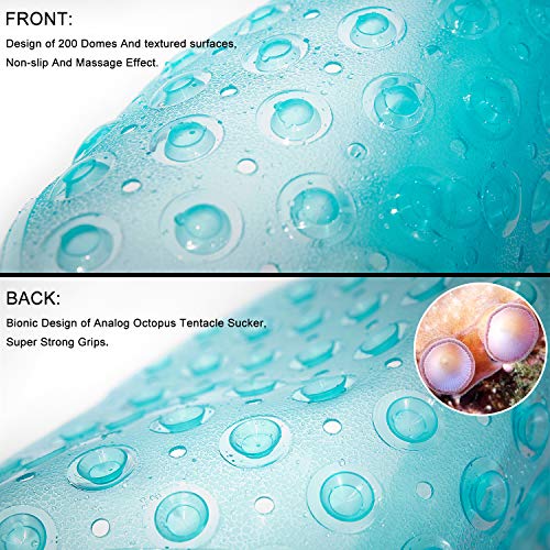 TEESHLY Bathtub Mats for Shower Tub, Extra Long Non-Slip 39 x 16 Inch Bath Mat with Drain Holes and Suction Cups, BathMat for Bathroom with Machine Washable (Clear Turquoise) - color: Clear Turquoise