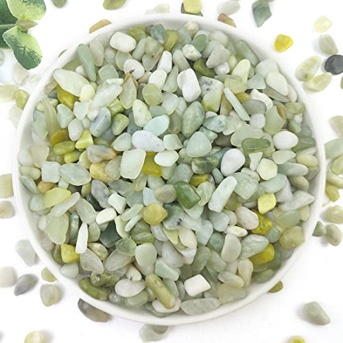 YISZM 2LB Succulent and Cactus Jade Pebbles, 3/8 Inch Natural Decorative Polished Stones, River Rocks for Indoor Plants, Vases, Planters and Outdoor Gardening - color: Jade, size: 2 Pounds