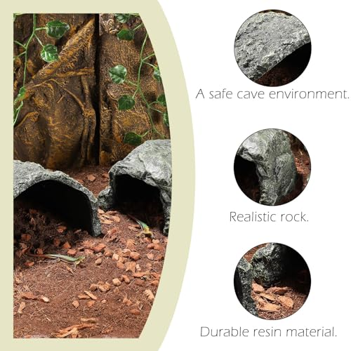 IBWell 7.1 Inch Reptile Hides Resin Tortoise Hideout for Hiding and Basking Aquarium Rock Caves for Snake Bearded Dragon Fish Lizard - size: Medium