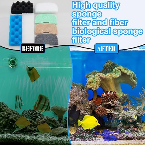 50 Pcs Filter Media Compatible with Fluval 206/207 Canister Filter, Maintenance & Replacement Kit, Bio-Based Sponge, Activated Carbon, Ceramic Rings, Microfiber Rags, Mesh Bags, Silicone Lube