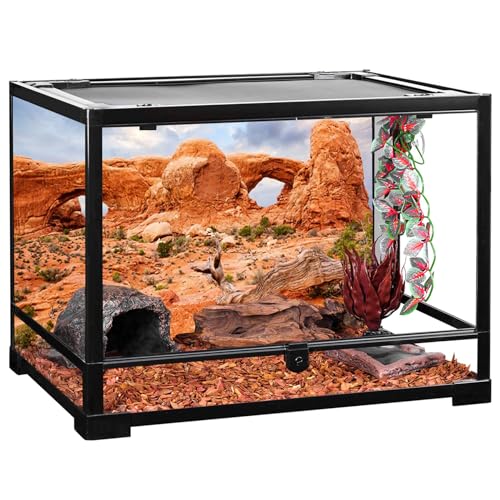 YongFoto Reptile Tank Terrarium Background 30x18 inch Desert Rocky Bush Thorns Western Wilderness Reptile Habitat Background Bearded Dragon Fish Tank Aquarium Polyester Backdrop - color: Orange-2, size: 30 x 18 in