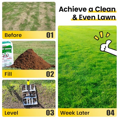 Lawn Leveling Rake, Heavy Duty 17"x10" Curved Ground Plate, 58" Long Handle Lawn Leveler Tool Landscape Rake for Compost Soil Dirt Sand Grass Peat Moss - style: 17X10" - 5FT