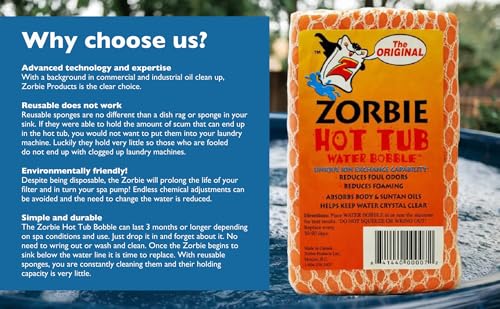 Water Bobble Hot Tub Oil Scum Absorber - Scum Absorbing Sponge for Spas and Hot Tubs - Naturally Cleaner Water with Spa Sponges for Hot Tubs - Orange Floating Bobble with String- Single Package
