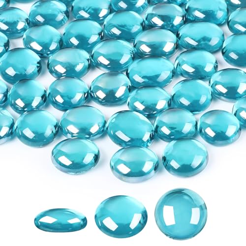 Suream 1 LB Marbles for Vases, Blue Glass Beads Bulk for Vase Fillers, Flat Glass Marbles for Aquariums, Hydroponics Plants, Home Decor, Christmas DIY Craft - color: Blue