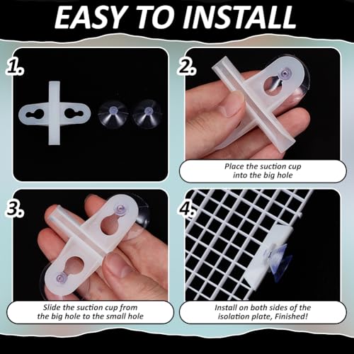 BENECREAT 12 Pcs Plastic Fish Tank Divider with 24 Suction Cups, 11.7x5.9 Inch Aquarium Isolation Grid Board for Separating Different Fish, White - color: White