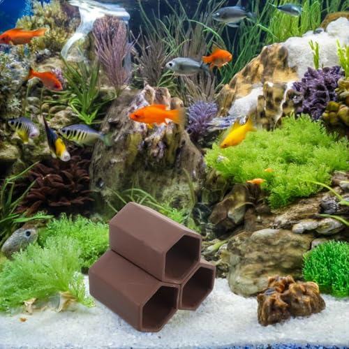 Happyyami Pottery Aquarium Shrimp Cave Hideout Spawning Tube for Fish Tank Breeding Shelter Habitat Decoration