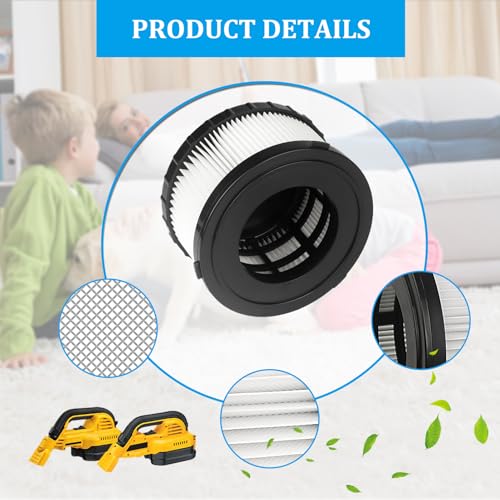 2 Pack HEPA Filter Replacement Compatible with DEWALT Wet Dry Vacuum DC5151H DC515 DCV517 DCV517B-with 1 Cleaning Brushes - size: 2 pack