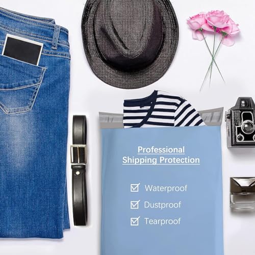 Metronic Poly Mailers 12x15.5 200 Pack, Medium Size Shipping Bags for Clothing, Strong Adhesive Mailing Bags, Tear-Proof Shipping Envelopes for Small Business, Boutique, Postal Bags Poly Bags in Blue - color: Light Blue, size: 12x15.5 200PC