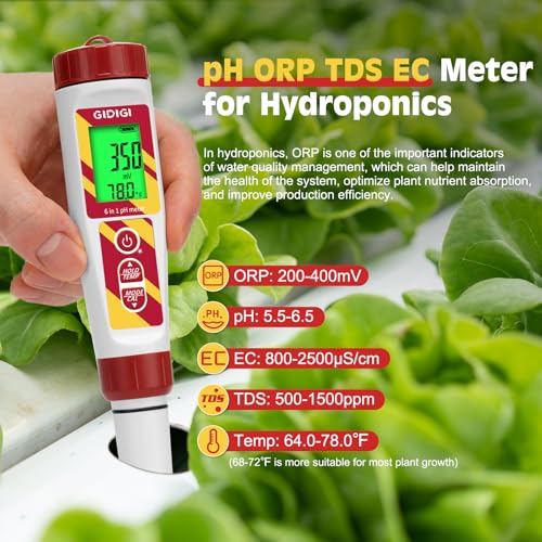 6 in 1 pH Meter Salt Tester TDS EC Pen for Pool Water | Digital Salinity Pen for Water Pool, Calibration Kits Included, High Accuracy Salinity pH ORP EC and TDS Meter - color: White