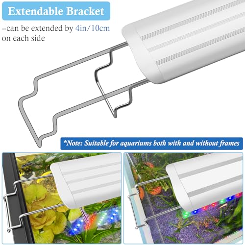 HITOP 12-18in Plant Growth Aquarium LED Light with Timer, Full Spectrum Auto 24/7 Lighting Cycle& 10-Level Brightness Adjustment, Fish Tank Light with Extendable Brackets - style: 12-18in