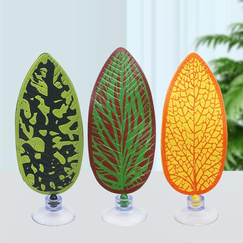 HIERYAN 3 Pack Betta Fish Leaf Aquarium Plant Leaves, Hammock Plant Leaf Pad Fish Spawning Grounds Breeding Resting Bed