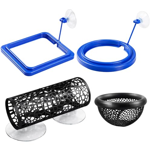 4 Pcs Betta Fish Hammock and Feeding Ring Set, Aquarium Accessories for Resting and Feeding, Includes Floating Fish Resting Tunnel and Lounge for Betta Fish Care