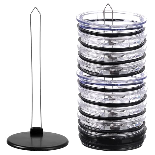 Cup Lid Holder Storage Rack | Tumbler Lid Organizer Detachable & Stackable, ABS & Stainless Steel, Vertical Space Saving, Holds 10 Lids