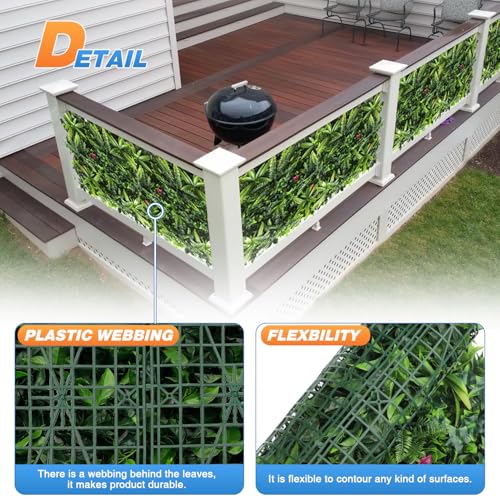 TANG 20"x20"-1PC Artificial Greenery Boxwood Panels Grass Wall Panel, Faux Privacy Fence Ivy Screens Backdrop Fake Hedge for Indoor Outdoor Wedding Décor, Style-7 - color: 20"x20" Panel-7, size: 20"x20"