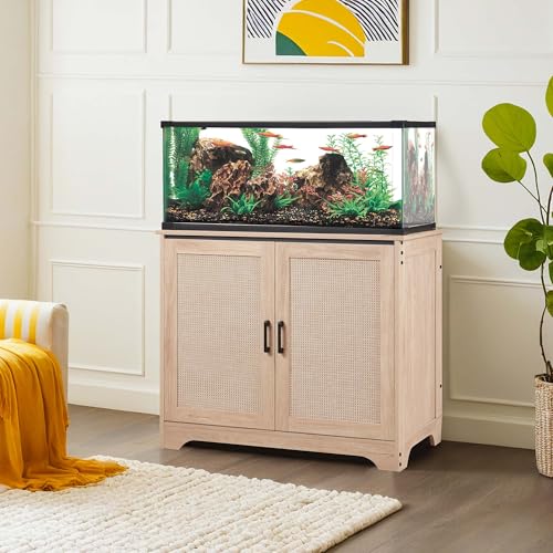 unipaws 20-40 gallon Aquarium Stand, Fish Tank Stand with Storage Cabinet, Wooden Tank Stand for Turtle Tank, Reptile Terrarium, Nature - color: Nature Color