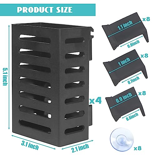 4 Pcs Aquarium Plant Holder, Fish Tank Plant Holder with Hooks and Suction Cups, Aquarium Planter Cups for Emersed Plants, Suitable for Aquatic Plant Cultivation and Water Feature Decoration. - color: 4 PCS Black_Hook+Suction cup