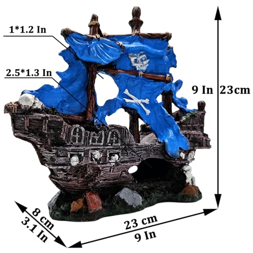 Fish Tank Decoration - Sunken Ship Aquarium Decoration Fish and Shrimp Aquatic Pets can Rest and Hide in Caves (Type-b) - color: Type-b