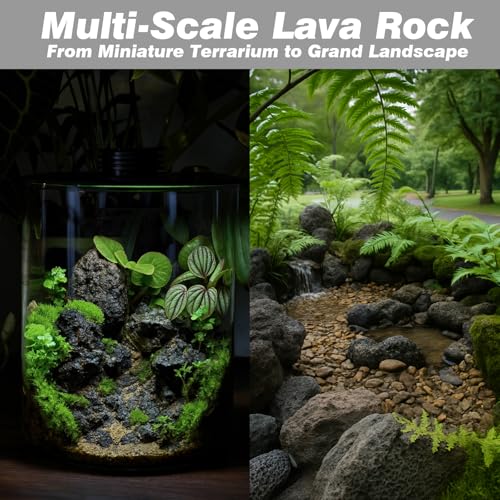 Black Lava Rocks 10lb Natural Volcanic Stones for Aquarium Fish Tank Fire Pit Succulent Planters Bonsai Garden Aquascaping Decor,6-8 Pcs 4-7 inches - size: 10LB(6-8pcs)4-7in.