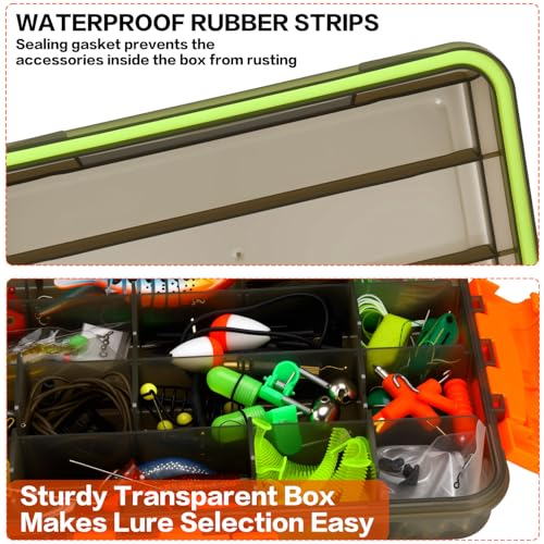 Sougayilang Fishing Tackle Boxes - 3600 3700 Plastic Storage Organizer Box with Removable Dividers - Fishing Tackle Storage - 4 Packs Transparent Tackle Trays - color: Four 3600 (Tray Size: 6.9"x10.8"x2.1")
