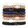 L. Erickson Brown and Black Hair Ties for Thick Hair, Grab & Go Ponytail Holders, 8 Pack, Classic, Thick No-Crease Bands with Strong Hold, Damage-Free Design, Everyday Neutral Style - color: Classic