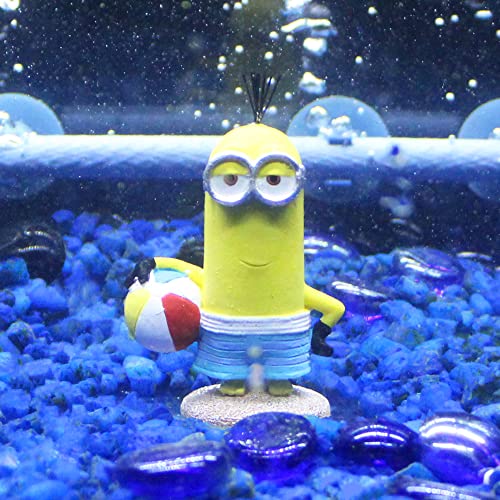 Penn-Plax Minions Officially Licensed 3-Piece Aquarium Ornament Bundle – Includes Kevin, Stuart, and Bob – Beach Themed – Small