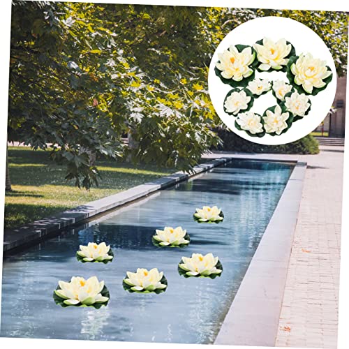 SOLUSTRE 9Pcs Artificial Lotus Water Lily Ornaments Green Leaves for Home Decor Pool and Aquarium Decoration