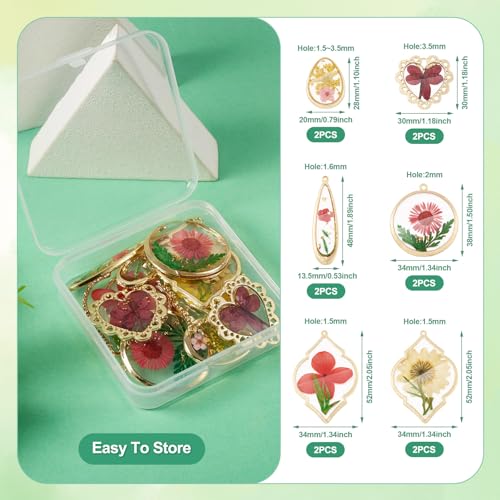 Transparent Flower Resin Charms Round Gold Edge Dried Floral Pendants Flat Round Clear Gold Foil Floral Charms for Necklace Bookmark Keychain Jewelry Making - color: Flower-4