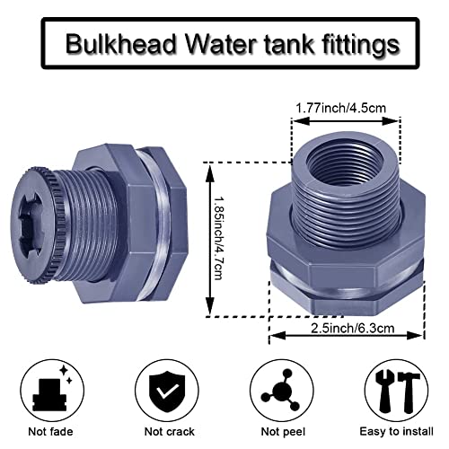 1” Female PVC Bulkhead Fitting with Plug Silicon Seal Gasket Water Tank Connector for 1.77 Inch or 2 Inch Hole Saw Rain Barrels, Aquariums (pack of 4) - color: 4 Pcs, size: 1 Inch
