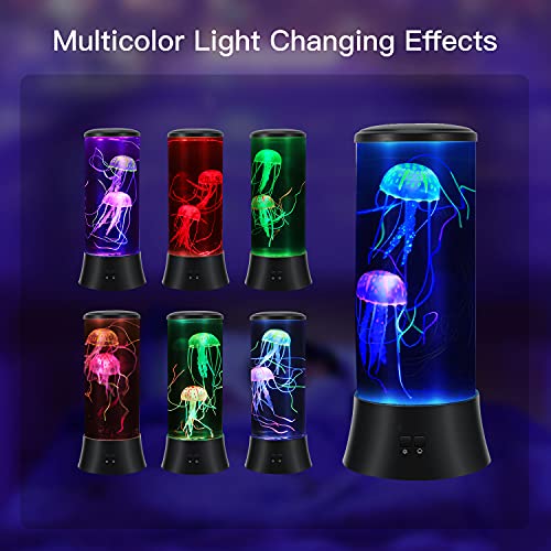 Meloki Floating Jellyfish Lamp - Electric Jelly Fish Light Lamp with Auto Color Changing, Ultra-Quiet Water Pump, Holiday Gift for Kids Men Women, Home Room Mood Decor - size: 15 inch