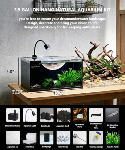 Fish Tank Kit,3.5 Gallon Small Aquarium,Ultra-Clear Nano Aquarium,Betta Fish Tank,Suitable for Small Fish Tank,Aquarium Starter kit,Desktop Fish Tank (Planet Background) - color: Planet background