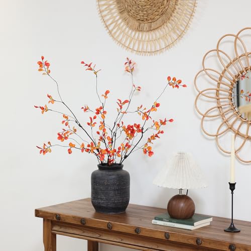 mizii Fall Decor 5pcs Artificial Greenery Stems 38in Realistic Faux Ficus Branches Long Stem with Leaves Fake Plants Branches Fall Decoration for Vase Table Centerpieces Home Indoor Decor (Fall) - color: Fall