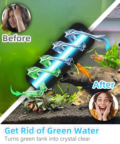 COOSPIDER Aquarium Filter U-Very Suitable for 10-45 Gallon Tank, 158GPH Small Fish Tank Filters for Green Control, Powerful Internal Submersible Pump for Turtle Tank, Air Supply & Oxygen Enhancement - size: CTUV-H4F (10-45Gallon)