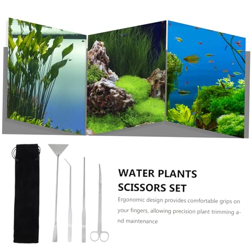 DECHOUS 1set Aquascaping Tools for Aquarium Maintenance Includes Tweezers Scissors and Spatula for Water Plants and Easy Tank Cleaning