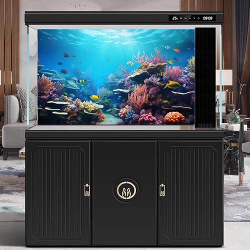 Underwater Wonderland Aquarium Background Vibrant Coral Reef and Tropical Fish Groups Terrarium Background Decorations Clear Ocean Waters Fish Tank Backdrop Poster Wallpaper Decorations Vinyl 24x12in - color: Coral Red, size: 24(W)x12(H)in