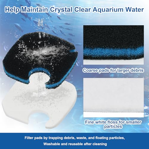 Replacement Canister Filter Pads Compatible with AMOSIJOY、Pondforse、Coospider-repta 172/225/265GPH Aquarium External Filter, 6 White Floss and 2 3-in-1 Coarse Filter Pads with activated carbon- 8PCS