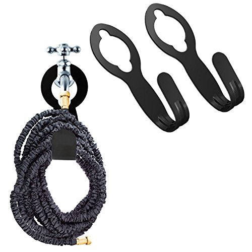 chic style Garden Hose Holder Hook, Pack 2 Metal Hose Hangers for 50ft 25ft Expandable Hose - size: 2 Pack 8.66 *3.54*2 Inch