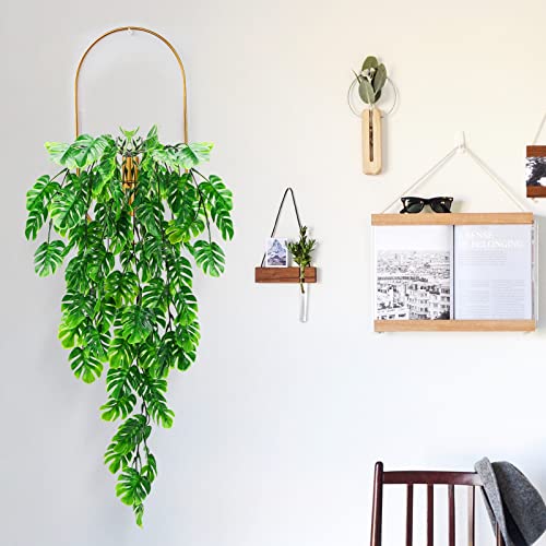 GBESTWOOW Artificial Monstera Hanging Plant Fake Turtle Greenery Vine for Tropical Party Decorations Holiday Greenery Decor - 2pcs - size: 29-inch