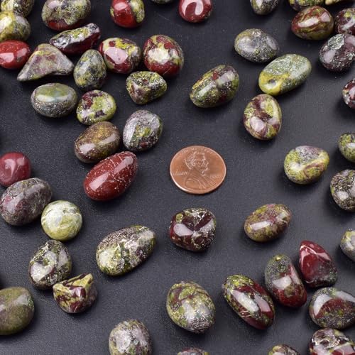 Polished Dragon Blood Jasper Crystals - 72 Pcs, 0.5" 10 oz Handpicked Natural Tumbled Gemstones Rocks, Pebbles for Reiki, Chakra, Healing Home Decor - color: Dragon Blood Jasper, size: 0.5"