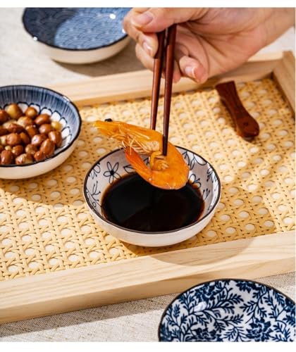 6 Pack 3 oz Cute Japanese Soy Sauce Dish Small Dipping Sauce Bowls Ceramic Sushi Dipping Bowls for Sushi,Side Dish,Ketchup,Dips,Condiment,Snack,BBQ Party - color: cyan blue
