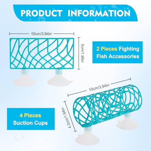 Betta Fish Tube Tunnel Toy, Betta Fish Tank Accessories Decorations, Betta Hammock Bed, Shrimp Guppies Hideout (Blue)