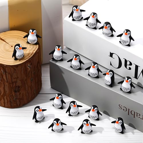 50 Pcs Mini Penguin Figurines Resin Animals Mini Resin Penguins Miniature Figurines Tiny Penguin Decor for Garden Aquarium Dollhouse Landscape Patio Yard Lawn Potted Winter Party Decor