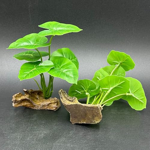 Fish Tank Decor Aquarium Decorations Ornaments Betta Leaf pad Hammock 6inch Plastic Artificial Plant Goldfish Fish Hides Small Tank/Reptiles Plants Driftwood (Green-Type-A-Set) - color: Green-type-a-set